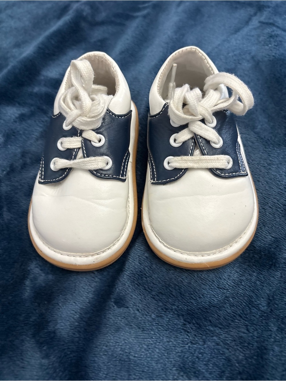 Navy & White Baby Walker Lace-Up Shoes